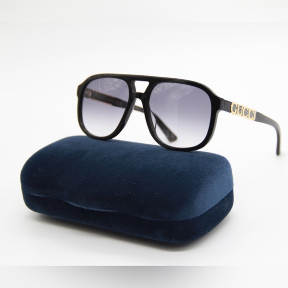 NEW GUCCI GG1188S 002 BLACK UNISEX AVIATOR SUNGLASSES GUCCI GG 1188S 002 - Picture 5 of 15